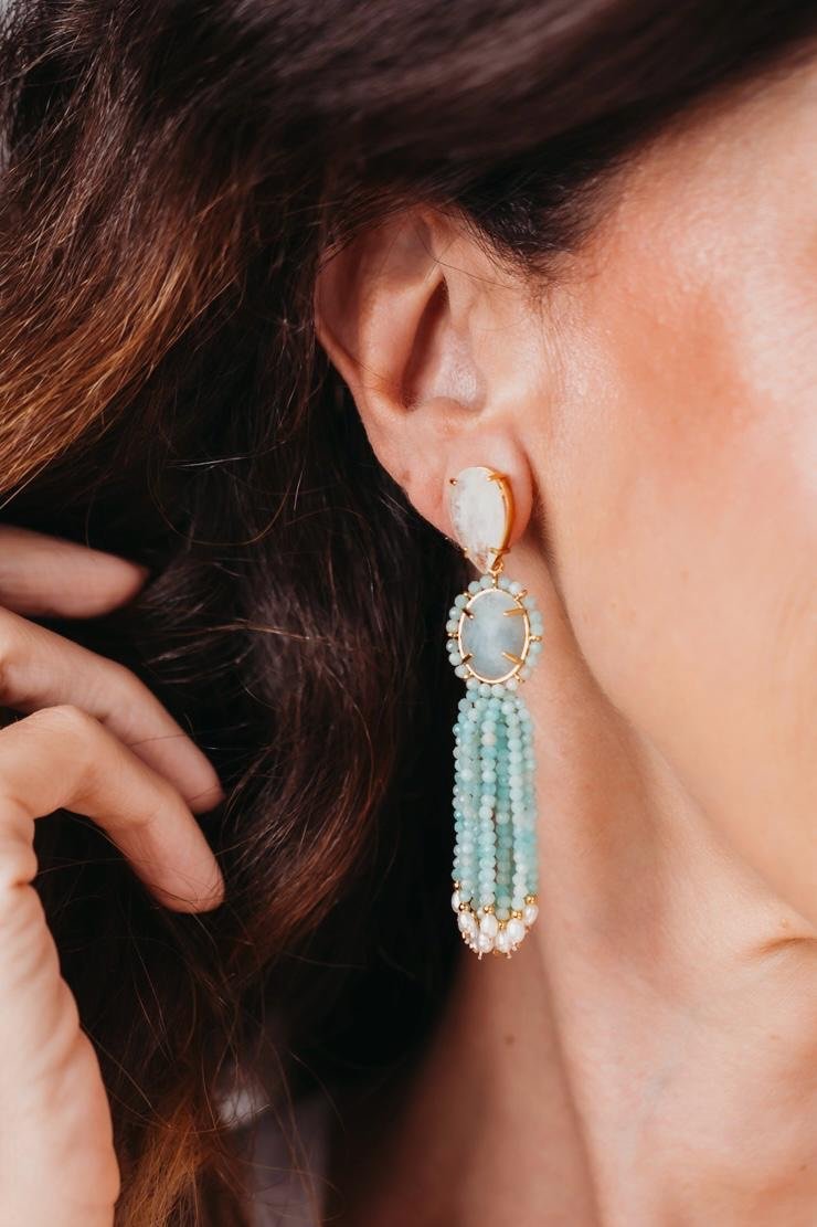 Brinco Tassel Amazonita