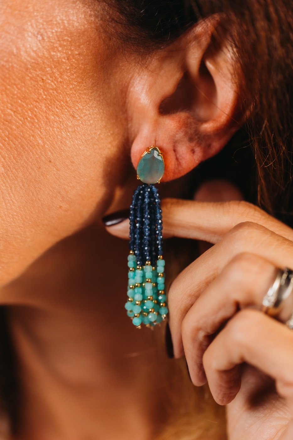Brinco Tassel Azul